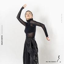 Mesh dance dress Autumn and winter base shirt Quick-drying semi-transparent modern yoga bar ballet dancer sports top