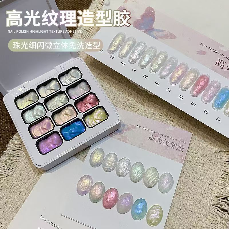 2026 Acetate Nail Art Fantasy Texture High Gloss Textured Gel Satin Fairy Powder Cream Micro-Sculpting Multi-Functional Styling Gel Shell