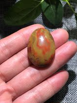 Green leather bag sauce pendant raw ore three no pure hand grinding specification 37 × 26 × 11 weight 15 6 grams