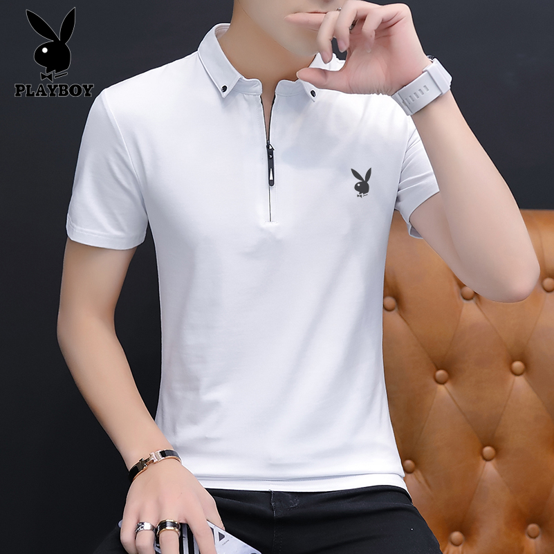 Playboy 2021 men's summer new short-sleeved T-shirt fashion POLO shirt cultural shirt top sportswear pure cotton