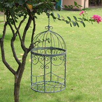 Vintage wrought iron old flower rack hanging blue flower pot fleshy bird cage flower rack hanging flower rack hanging orchid green dill flower rack