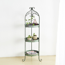 Garden decoration French country zakka style Vintage fleshy pot flower rack Wrought iron shelf