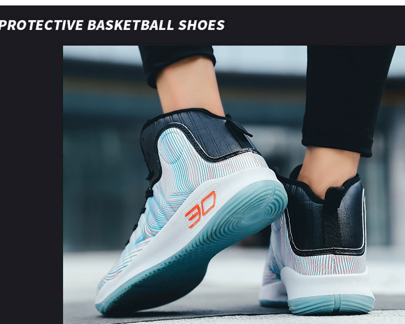 Giày thoáng khí mới shoes giày bóng rổ cho nam giày cao cổ chống trượt chống trượt giày thể thao cho học sinh - Giày bóng rổ