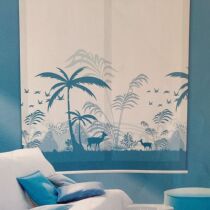 Customized minimal modern punch-free printing drawing shade curtain roll curtain hand lift and drop kitchen toilet waterproof