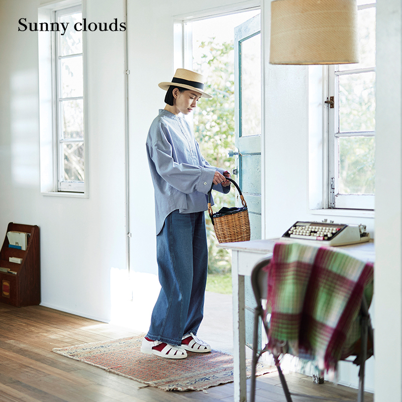 Sunny Clouds Women's Pure Cotton Straight-Leg Cropped Raw Hem Jeans Sunny Clouds Women's Pure Cotton Straight-Leg Cropped Raw Hem Jeans