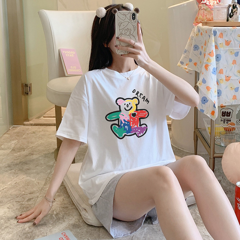 Sleepwear Women's Summer Two Sets Pure Cotton Short Sleeves Shorts Spring Autumn Season Thin cute 2021 New summer Home Residence Suits