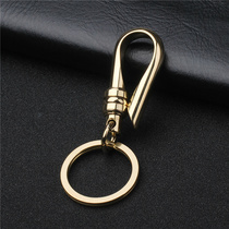 Polished mirror brass keychain stainless steel 8mm thick key hang car keychain slip sleeve anti-loss creative