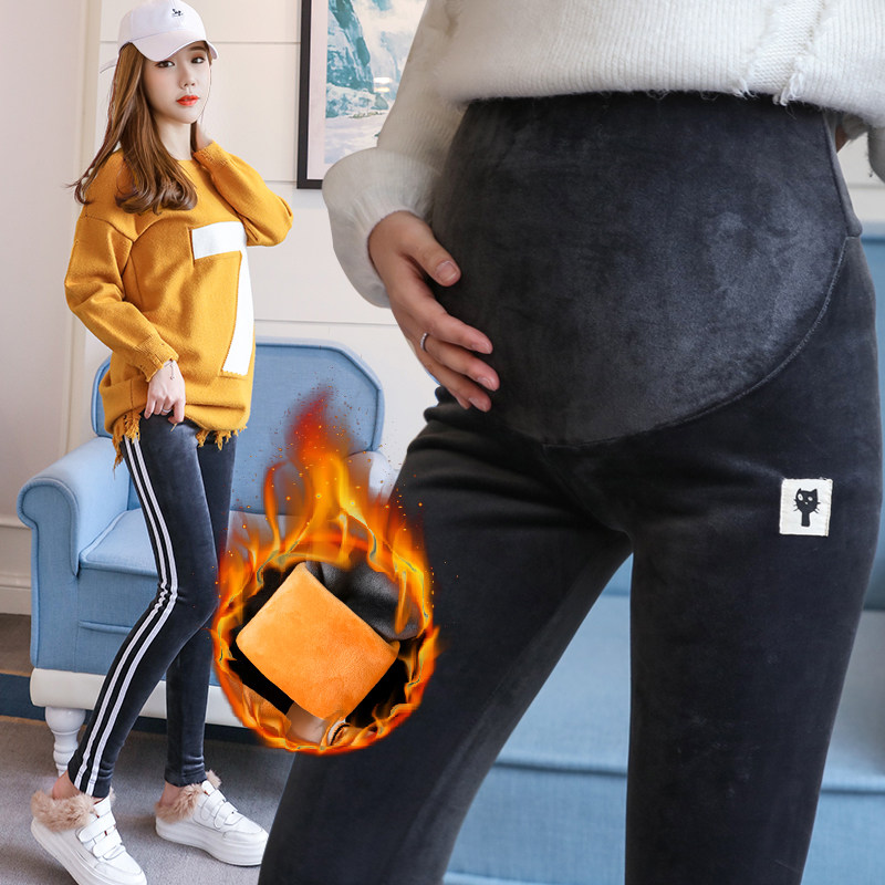Pregnant women's clothing autumn and winter clothing belly-supporting pants gold velvet double-sided velvet plus velvet padded autumn and winter wear warm pants