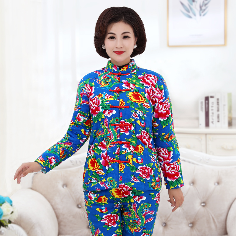 Tinh khiết bông handmade phụ nữ bông quần áo mùa đông trung niên quần bông handmade dày ấm set mẹ