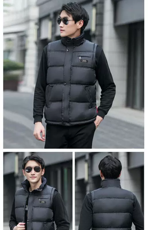 Mùa thu và mùa đông áo vest nam trung niên mặc vest nam trung niên vest ấm áp cha xuống quần áo cotton mùa đông khoác vest nam