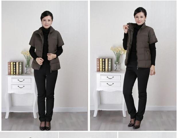 Phụ nữ trung niên vest mùa thu đông với tay áo túi sâu mẹ chất liệu cotton mềm mại nửa tay áo vest vai rộng cổ áo vest dày mẫu thời trang áo sơ mi nữ tuổi 50