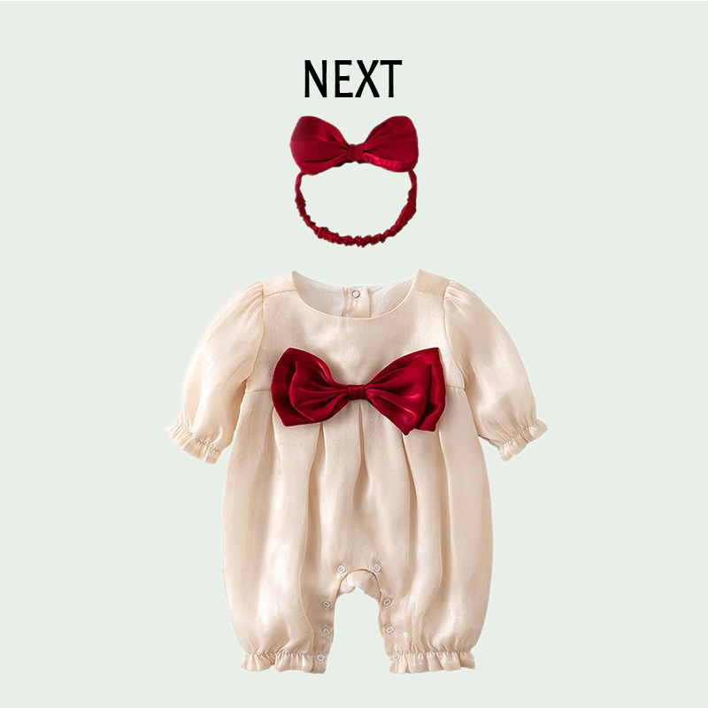 British NEXT baby jumpsuit autumn full moon newborn romper romper 100-day-old open crotch baby clothes
