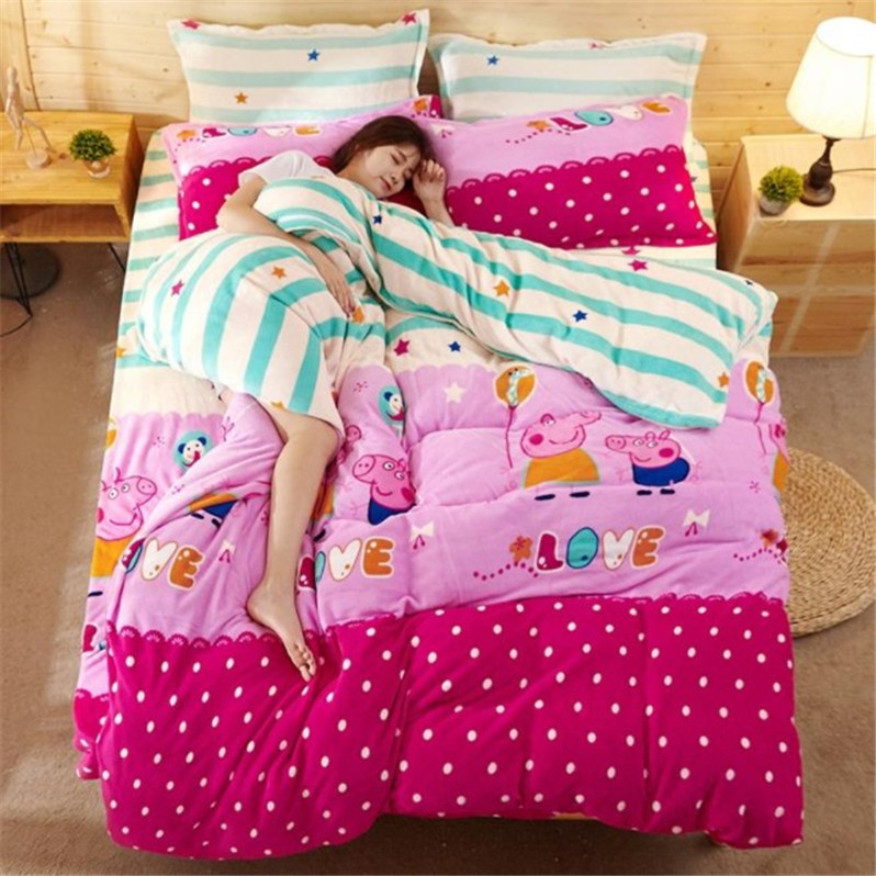 Flannel chăn đơn mảnh mùa đông ký túc xá nhung nhung sinh viên ba mảnh duy nhất đôi nhung bao gồm bốn mảnh bộ chăn ga gối đệm