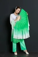 Настоящий шелковый вентилятор 36 коктейлей 40 (правая рука) зеленый перевернутый краситель