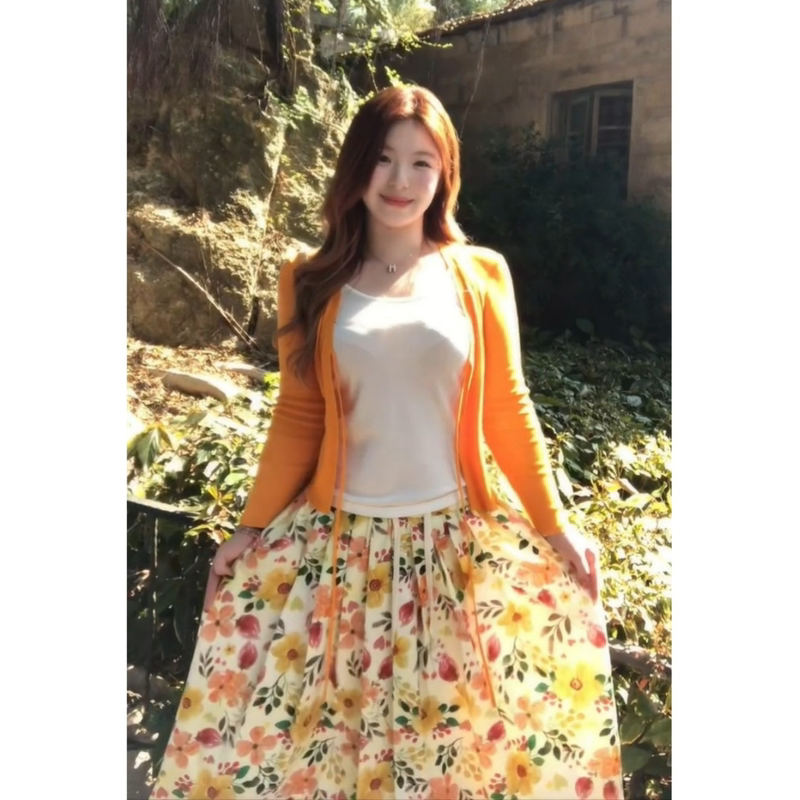 Dopamine-Style Outfit: Orange V-Neck Tie-Up Ice Silk Knit Cardigan for Women, Summer Thin Outerwear Vest Top