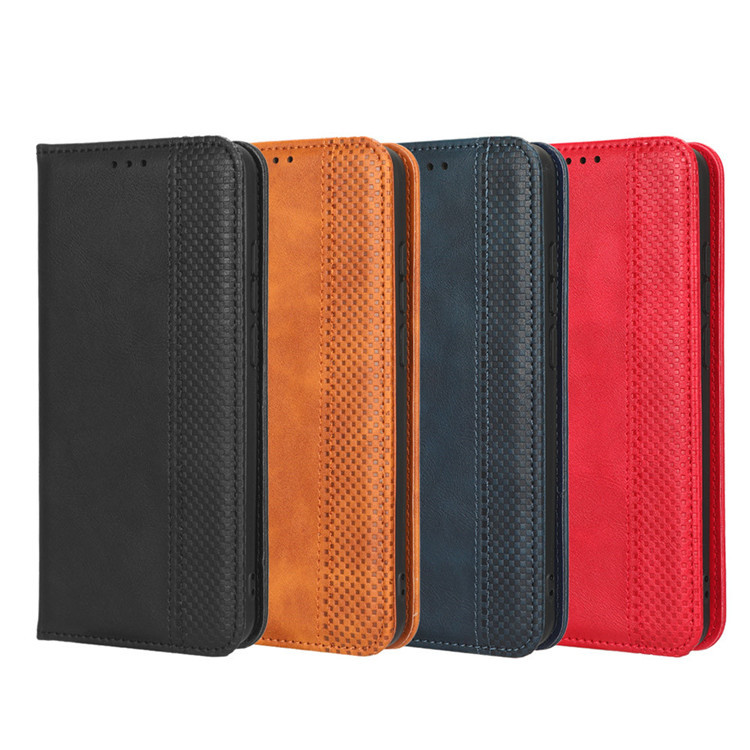 Wallets Folio Flip Crazy Horse Synthetic Leather Card Holder Folding Stand Note 12, Note 12 Pro, Note 12 Pro+ Phone Case