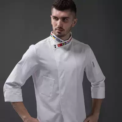 Executive chef's overalls long sleeves autumn and winter clothes for men and women with the same hotel restaurant kitchen chef overalls