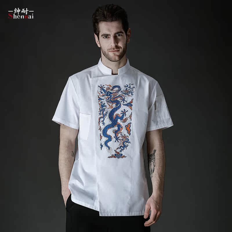 Breathable net chef work clothes men's kitchen short sleeve summer Western restaurant chef hotel chef clothes custom thin