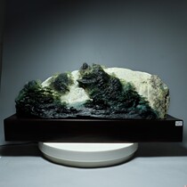 High-end natural Xiu jade landscape small ornaments Xiuyan jade raw stone hand-carved moving to a new home Chinese-style living room furniture