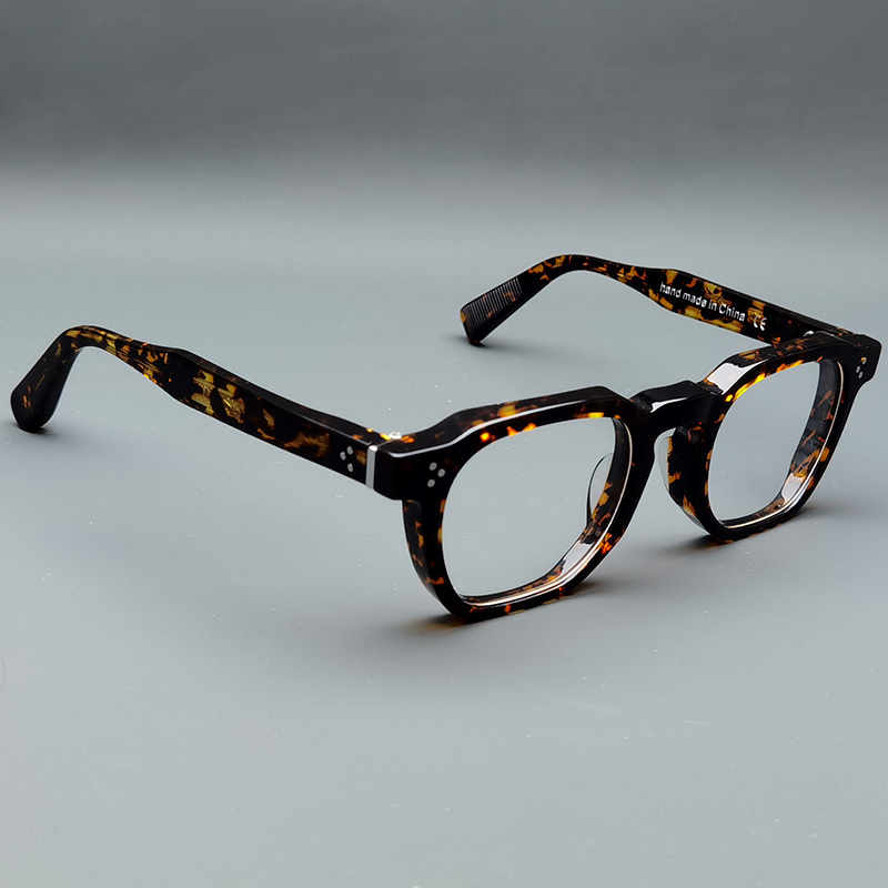 Japanese-Style Handmade Tortoiseshell Material Vintage 527 Wide-Rim Eyeglass Frames for Men, Suitable for Prescription Lenses with High Diopters and Blue Light Protection