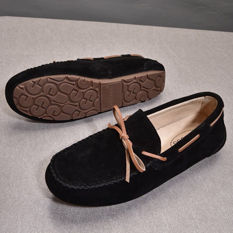 DWRUGG Men's Genuine Leather Doudou Shoes New Korean Version All-match One Pedal Lazy Shoes Casual Trend Soft Sole Single Shoes