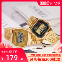 Hong Kong direct mail Casio casio watch vintage small gold watch small square watch mens and womens watch small silver block A168WG