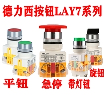 Delixi push button switch self-reset flat head LAY7-11BN emergency stop self-locking ZS with light 11D knob 20X 2