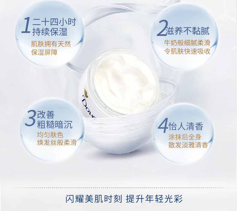 德国原产 Dove 多芬 美白润泽身体乳 300ml*3大碗 图4