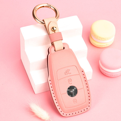 Hot-pressed molded car key cover for Benz car bag key case buckle leather Lady