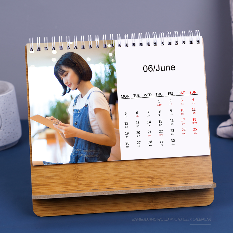 Photo Desk Calendar Customized 2024 Calendar booking as diy creative individual Homemade Photos Wooden Tabletop Little Lunar Calendar-Taobao