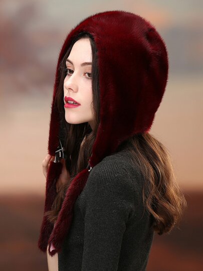 Aiyu Winter New Warm Mink Hat for Women, Whole Mink Fur Ski Hat, Winter Mink Fur Ear Protection Fur Hat for Women