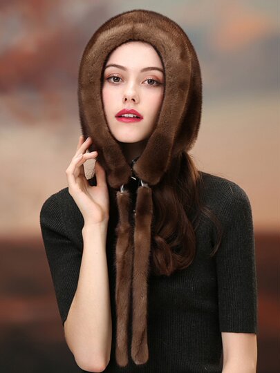 Aiyu Winter New Warm Mink Hat for Women, Whole Mink Fur Ski Hat, Winter Mink Fur Ear Protection Fur Hat for Women