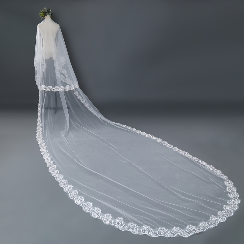 New Korean lace soft yarn super long 3 meters 5 meters 10 meters tail white yarn bride wedding accessories