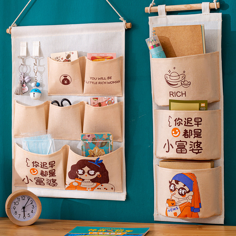 Wish to contain hanging bag @ Little rich woman wall hanging mask mobile phone set bag door rear headboard Dormitory Wall-mounted God-Taobao
