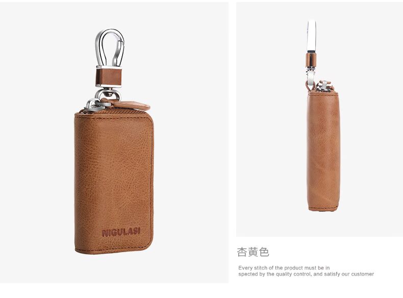 Nicholas nam lớp đầu tiên dây da bò đôi túi chìa khóa xe retro lady DIY ví móc chìa khóa đẹp độc lạ