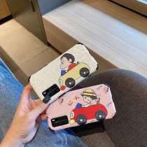 Huawei P40 mobile phone case four-corner anti-drop protective cover cute cartoon car couple cute P40Pro mobile phone case net red silicone non-slip protective cover Japanese and Korean girl P40 mobile phone case 5g version