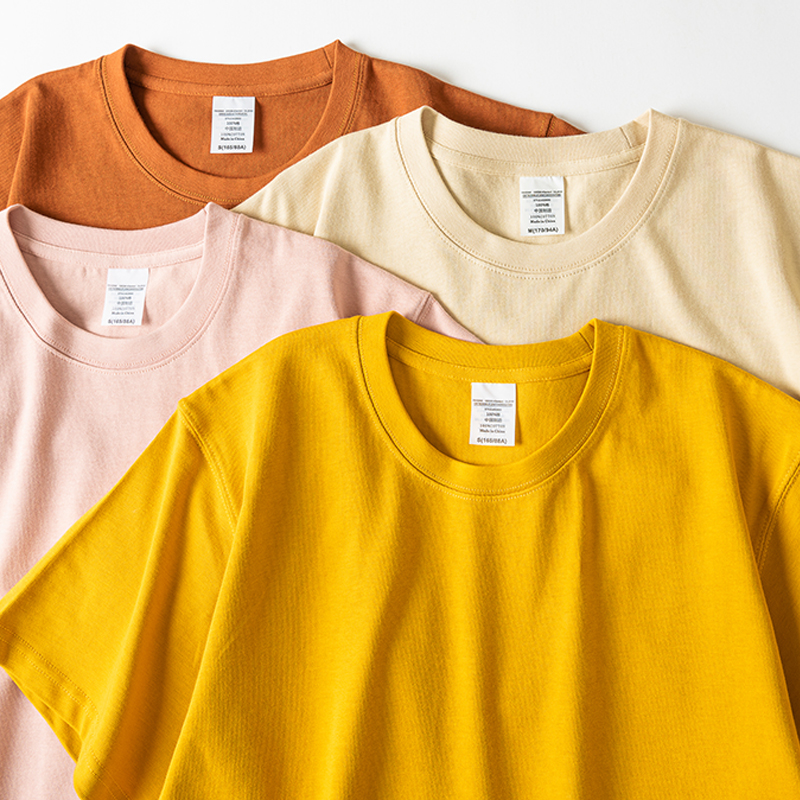 Warm tone retro style heavy cotton thick opaque solid color casual summer men and women