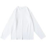 Белый базовый хлопковый модный лонгслив подходит для мужчин и женщин, оверсайз