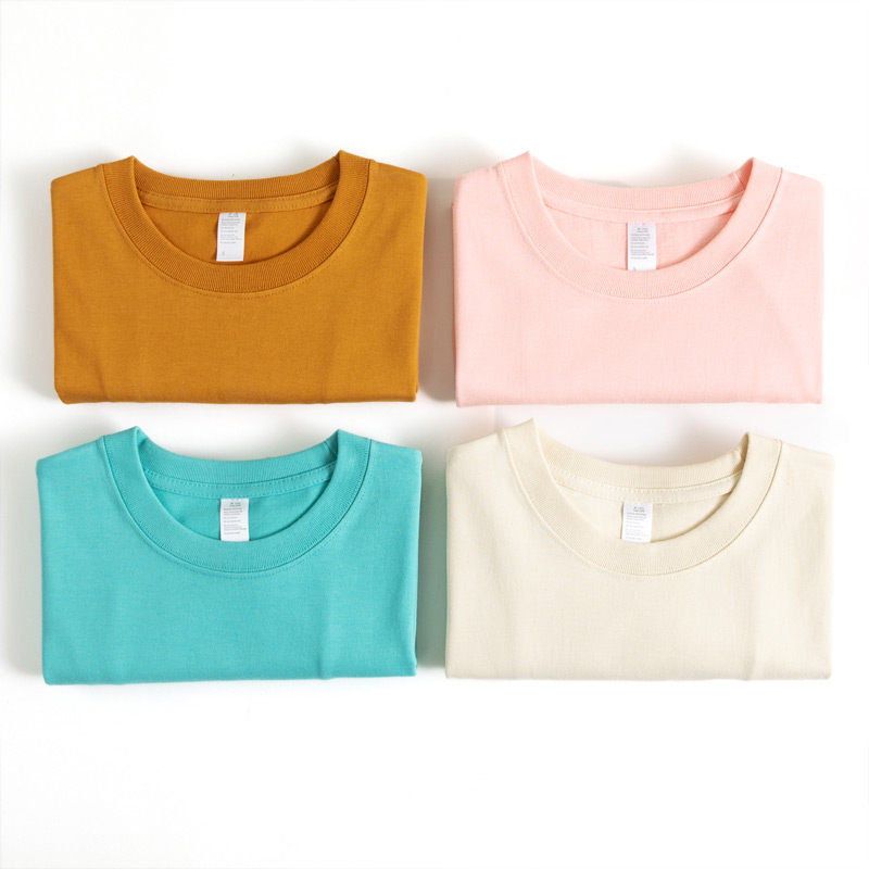Macaron four-color 300G heavy cotton summer solid color loose casual shirt for men and women