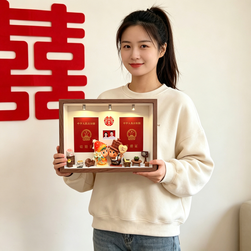 Star-Themed Heart-Pounding Blind Box Display Box Wedding Registration Photo Display Storage Frame 520 with Light Gift Ornament Star-Themed Heart-Pounding Blind Box Display Box Wedding Registration Photo Display Storage Frame 520 with Light Gift Ornament