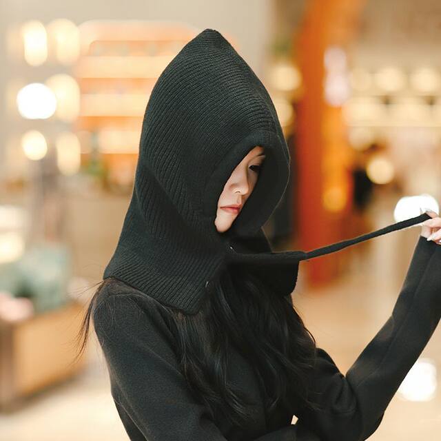 Balaclava Hat for Autumn and Winter, Women's Korean Style Head-Covering Hat, Face and Neck Protection, Stylish and Simple, Cold-Proof and Warm Hat