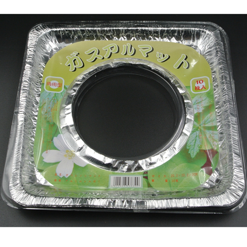 Japanese cleaning protective tin foil stove stove mat kitchen anti-oil gas stove mat cleaning plate 10 pieces square