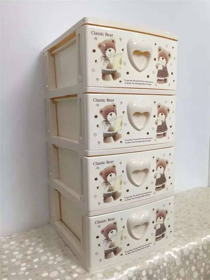 Plastic drawer-type finishing storage box cabinet Baby wardrobe Two-layer three-layer four-layer five-layer storage cabinet box pulley