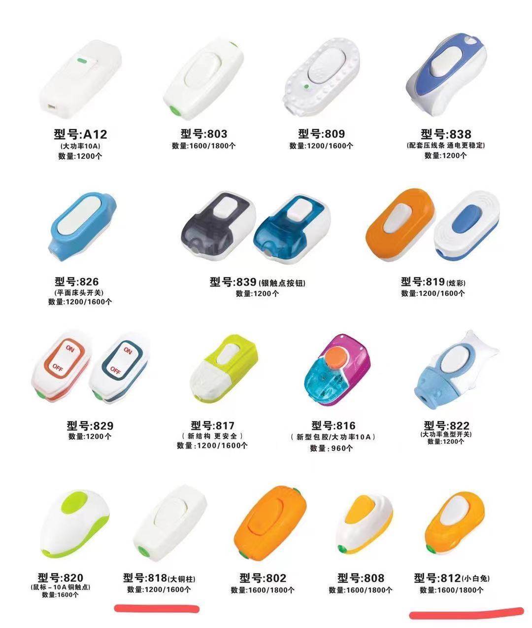 High-power single-control button switch small light single-on switch pure copper wiring button boat-type hand-pinch bedside switch