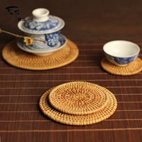 Việt mùa thu mây mat mat mat mat mat mat cách nhiệt mat coaster đặt khay trà cốc khung Kung Fu phụ kiện trà bình trà giữ nhiệt