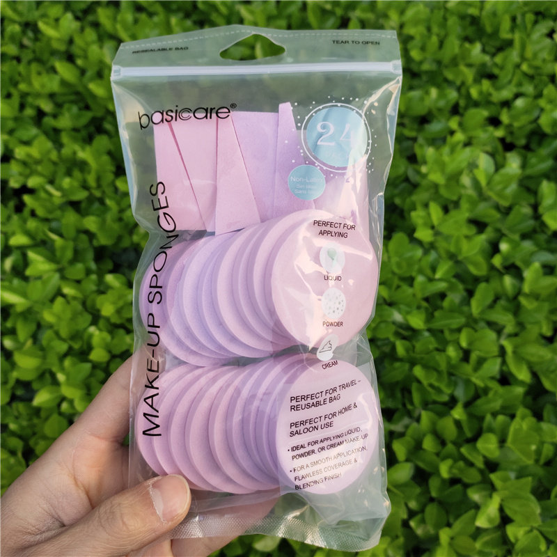 basicare Betsy Pink Bottom Makeup Sponge 24 Round Triangular Pink Powder Bashing Healthy And Harmless