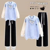 Комплект, трикотажный свитер для школьников, футболка, осенний, воротник поло