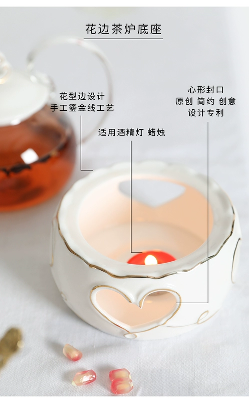 Trà hoa Bắc Âu đặt trái cây chịu nhiệt Nhật Bản gốm thủy tinh hoa ấm trà nến sưởi ấm cơ sở trà chiều - Trà sứ