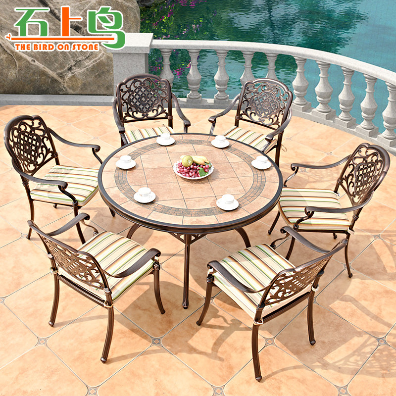 Courtyard Outdoor Table And Chairs Cast Aluminum Outdoor Garden Dining Table And Chairs Tile Table Terrace Terrace Casual Iron Art Table And Chairs Combination