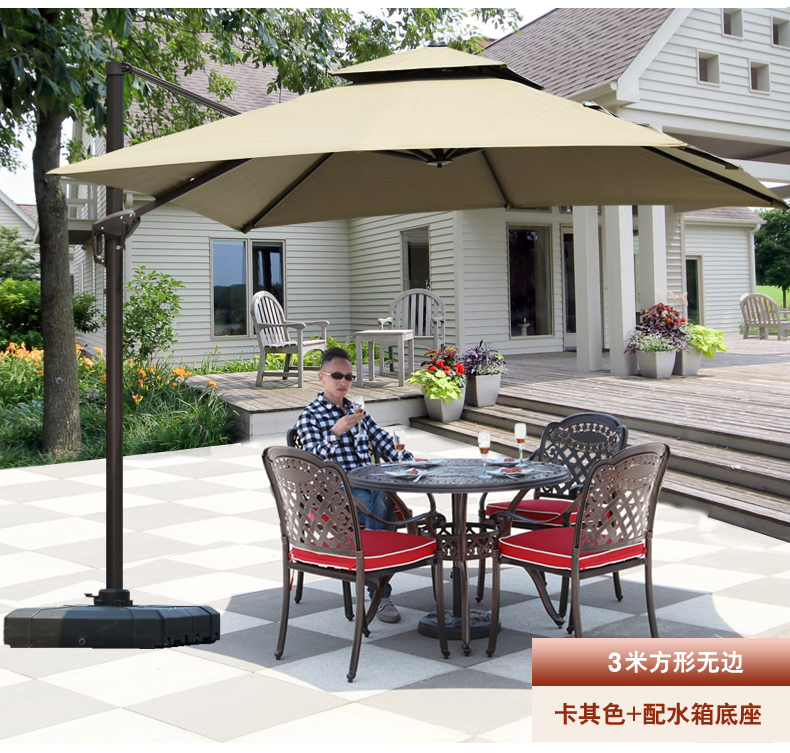 Ngoài trời Ô Roman Umbrella Mở Đứng Mặt Trời Lớn Umbrella Đồ Gỗ Ngoài Trời Sân Umbrella 3 Meter Bãi Biển Ô